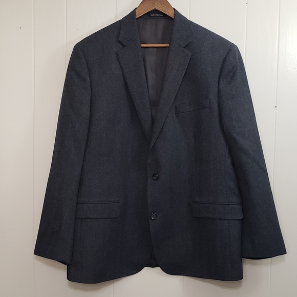 Lauren Ralph Lauren Slim Blazer Suit Jacket Lined 2 Buttons Wool Dark Gray 46R